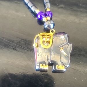 Vintage Gold Toned, Hemetite & Amethyst Beaded Necklace